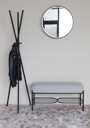 WHITE LABEL LIVING Milou bnk, m. 1 hylde - gr stof og metal (90x35)