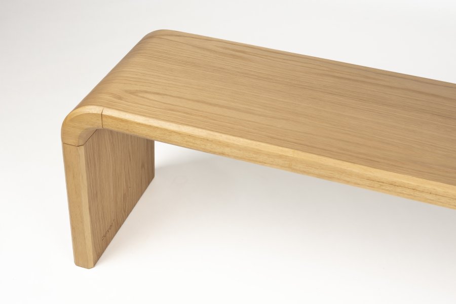 ZUIVER Brave bnk, rektangulr - natur egetrsfinér og gummitr (140x38)