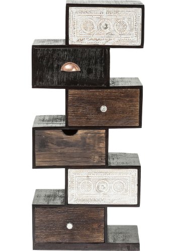 KARE DESIGN Zick Zack Finca kommode - sort/hvid/brunt tr, m. 6 unikke skuffer