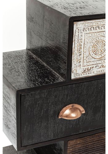 KARE DESIGN Zick Zack Finca kommode - sort/hvid/brunt tr, m. 6 unikke skuffer