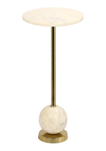 HOUSE NORDIC Salo hjrnebord, rund - messing stl og marmor (25,5)