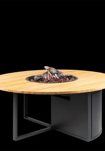 COSI FIRES Cosiloft 120 round ildbord, rund - natur teaktr og sort aluminium (120)