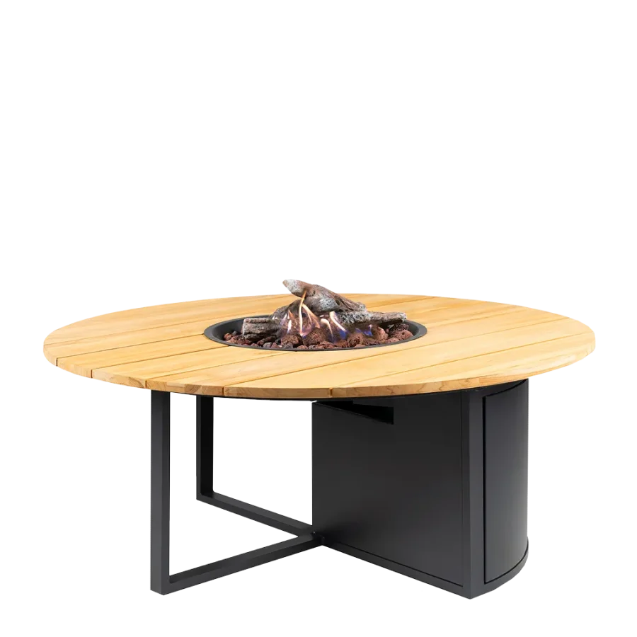 COSI FIRES Cosiloft 120 round ildbord, rund - natur teaktr og sort aluminium (120)