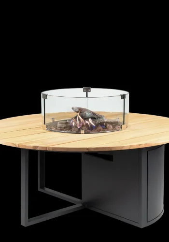 COSI FIRES Cosiloft 120 round ildbord, rund - natur teaktr og sort aluminium (120)