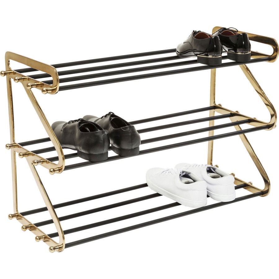 KARE DESIGN Walk Big skohylde - messing og sort metal, m. 3 hylder