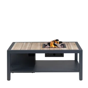 COSI FIRES Cosiflow straight ildbord, rektangulr - natur teaktr og antracitgr aluminium (120x80)