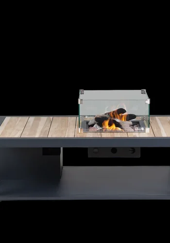 COSI FIRES Cosiflow straight ildbord, rektangulr - natur teaktr og antracitgr aluminium (120x80)