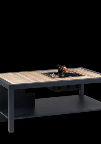 COSI FIRES Cosiflow straight ildbord, rektangulr - natur teaktr og antracitgr aluminium (120x80)