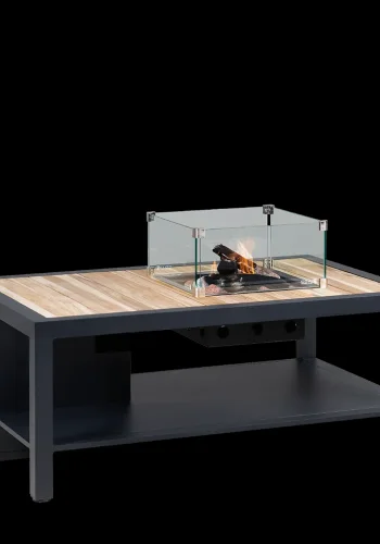 COSI FIRES Cosiflow straight ildbord, rektangulr - natur teaktr og antracitgr aluminium (120x80)