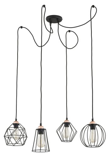 TK Galaxy Spider loftlampe, m. 4 skrme - kobber og sort metal