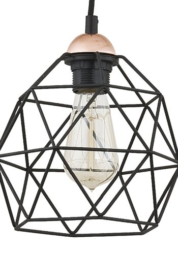 TK Galaxy Spider loftlampe, m. 4 skrme - kobber og sort metal