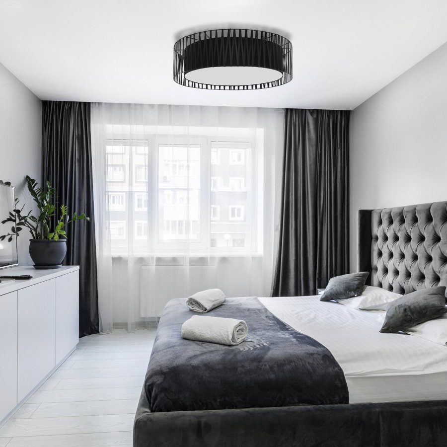 TK Harmony loftlampe - sort stof og metal