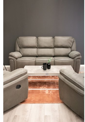 VENTURE DESIGN Saranda 3 pers. sofa, m. recliner - gr stof