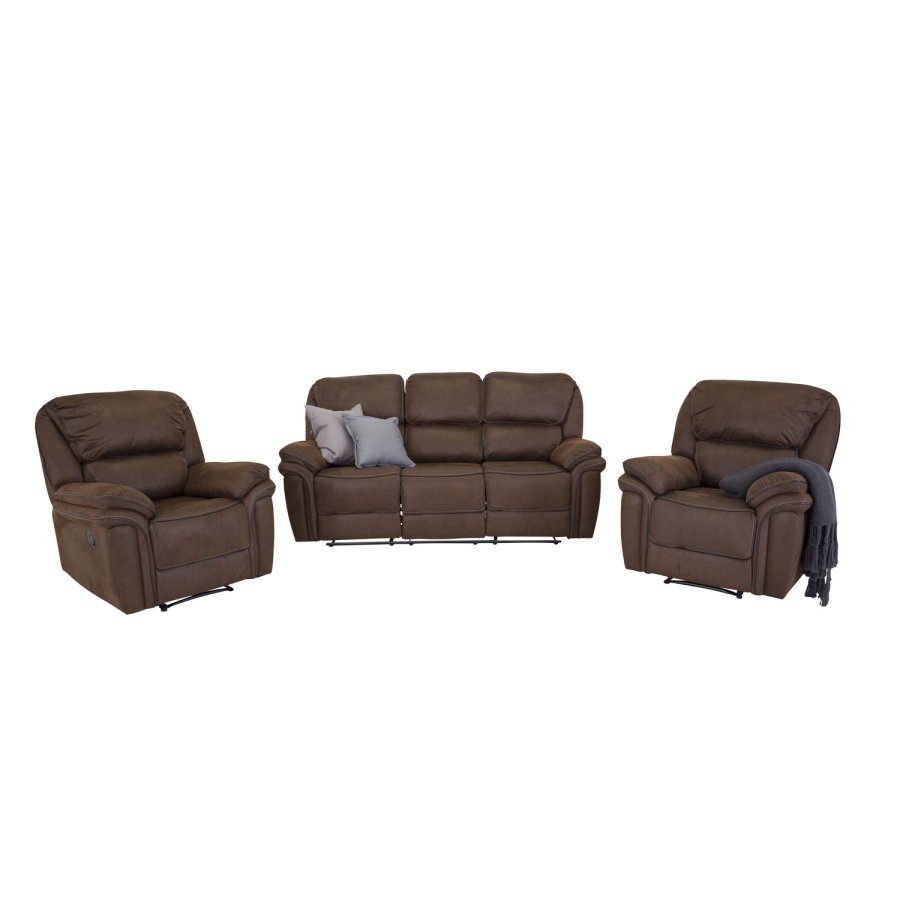 VENTURE DESIGN Saranda 3 pers. sofa, m. recliner - gr stof