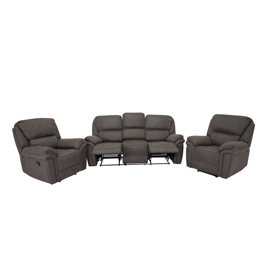 VENTURE DESIGN Saranda 3 pers. sofa, m. recliner - gr stof