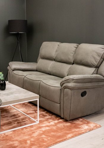 VENTURE DESIGN Saranda 3 pers. sofa, m. recliner - gr stof