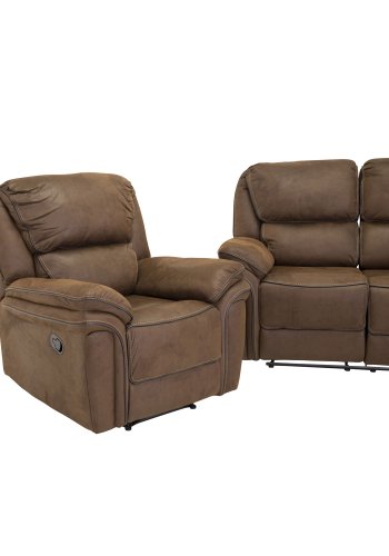 VENTURE DESIGN Saranda 3 pers. sofa, m. recliner - brun stof