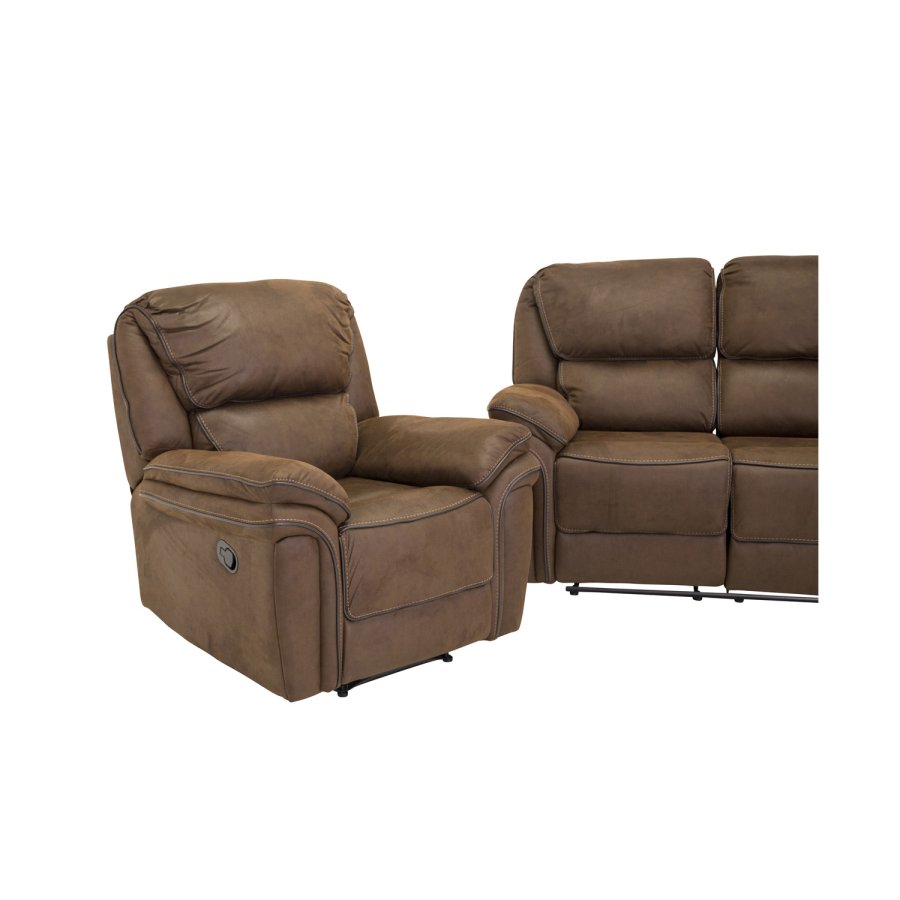 VENTURE DESIGN Saranda 3 pers. sofa, m. recliner - brun stof