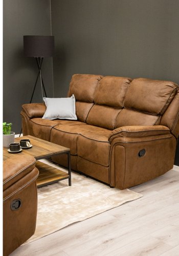 VENTURE DESIGN Saranda 3 pers. sofa, m. recliner - brun stof