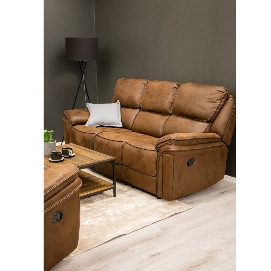 VENTURE DESIGN Saranda 3 pers. sofa, m. recliner - brun stof