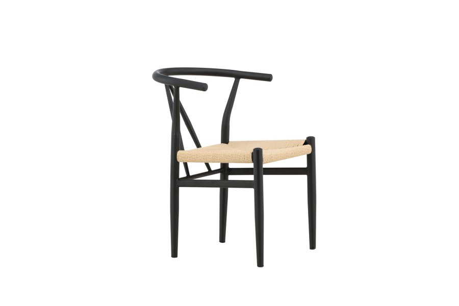 VENTURE DESIGN Alfons spisebordsstol, m. armln - beige rattan og sort stl