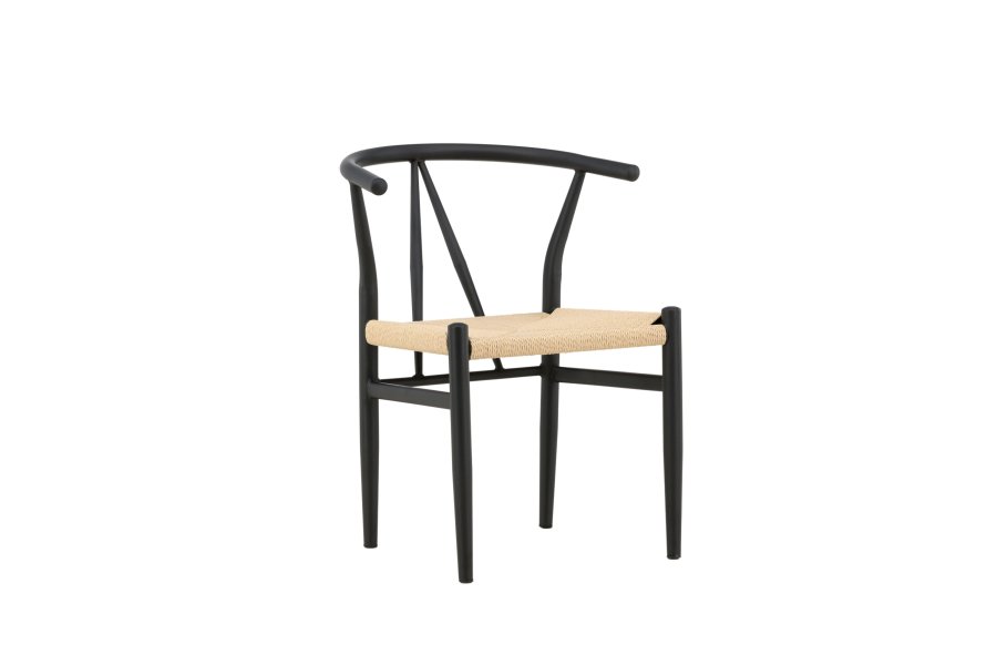 VENTURE DESIGN Alfons spisebordsstol, m. armln - beige rattan og sort stl