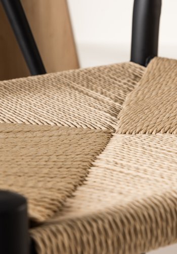 VENTURE DESIGN Alfons spisebordsstol, m. armln - beige rattan og sort stl