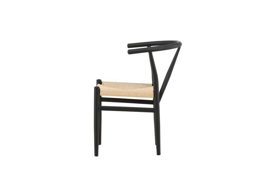 VENTURE DESIGN Alfons spisebordsstol, m. armln - beige rattan og sort stl