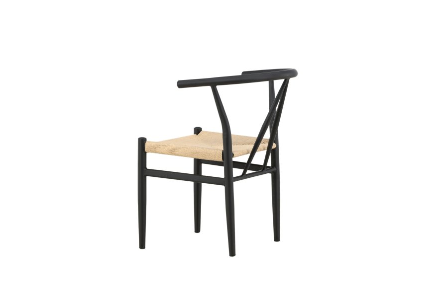 VENTURE DESIGN Alfons spisebordsstol, m. armln - beige rattan og sort stl