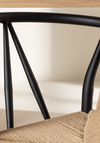 VENTURE DESIGN Alfons spisebordsstol, m. armln - beige rattan og sort stl