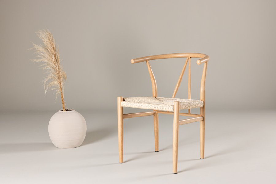 VENTURE DESIGN Alfons spisebordsstol, m. armln - beige rattan og natur stl