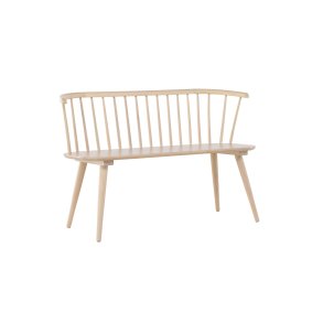 VENTURE DESIGN Bobby spisebordsbnk, m. rygln - hvidvasket gummitr