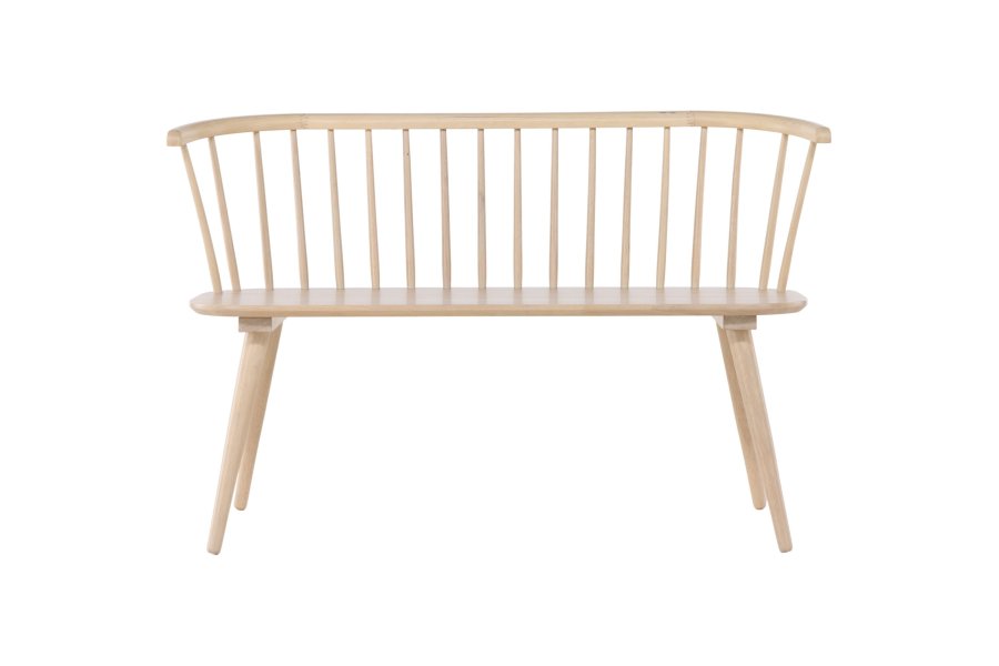 VENTURE DESIGN Bobby spisebordsbnk, m. rygln - hvidvasket gummitr