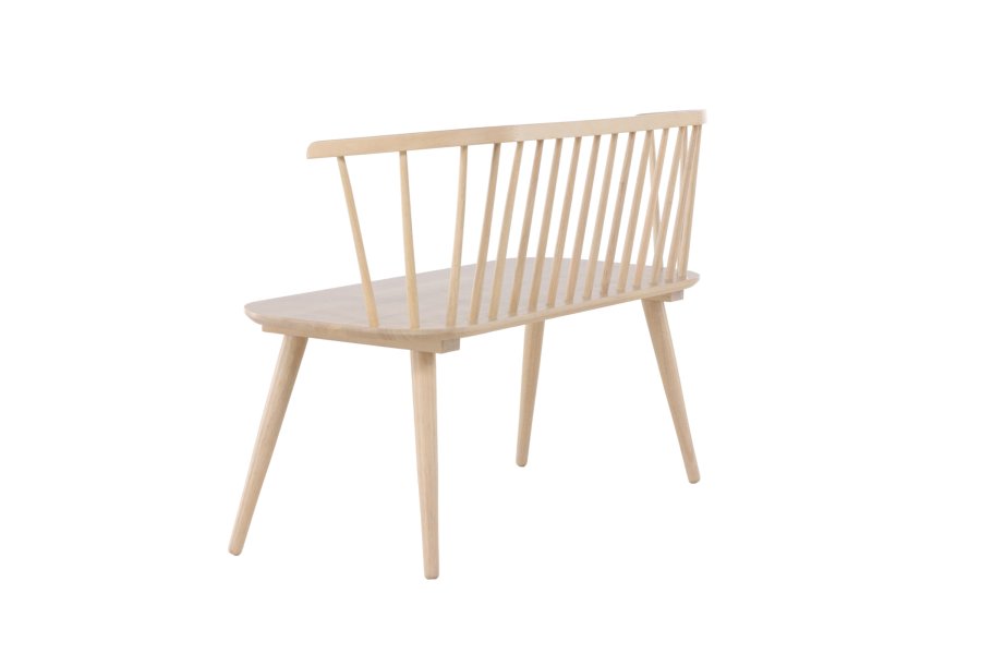 VENTURE DESIGN Bobby spisebordsbnk, m. rygln - hvidvasket gummitr