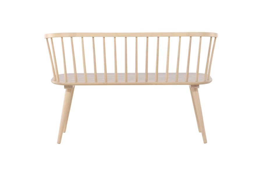 VENTURE DESIGN Bobby spisebordsbnk, m. rygln - hvidvasket gummitr