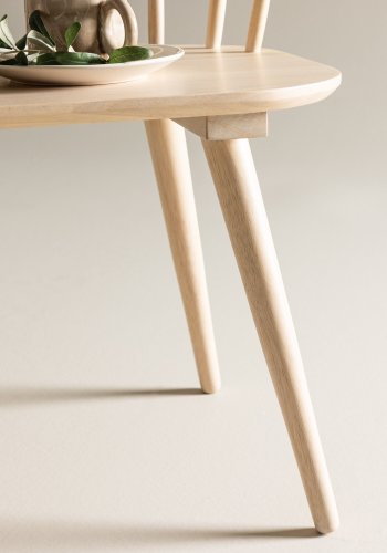 VENTURE DESIGN Bobby spisebordsbnk, m. rygln - hvidvasket gummitr