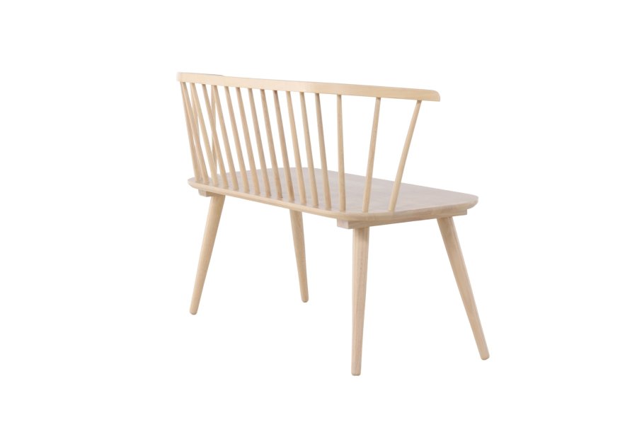 VENTURE DESIGN Bobby spisebordsbnk, m. rygln - hvidvasket gummitr