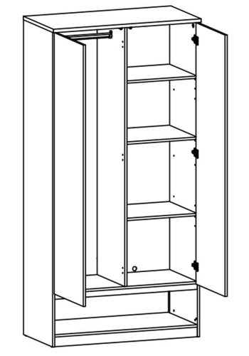TVILUM Naia garderobeskab - hvid hjglans tr, m. 2 lger og 1 skuffe