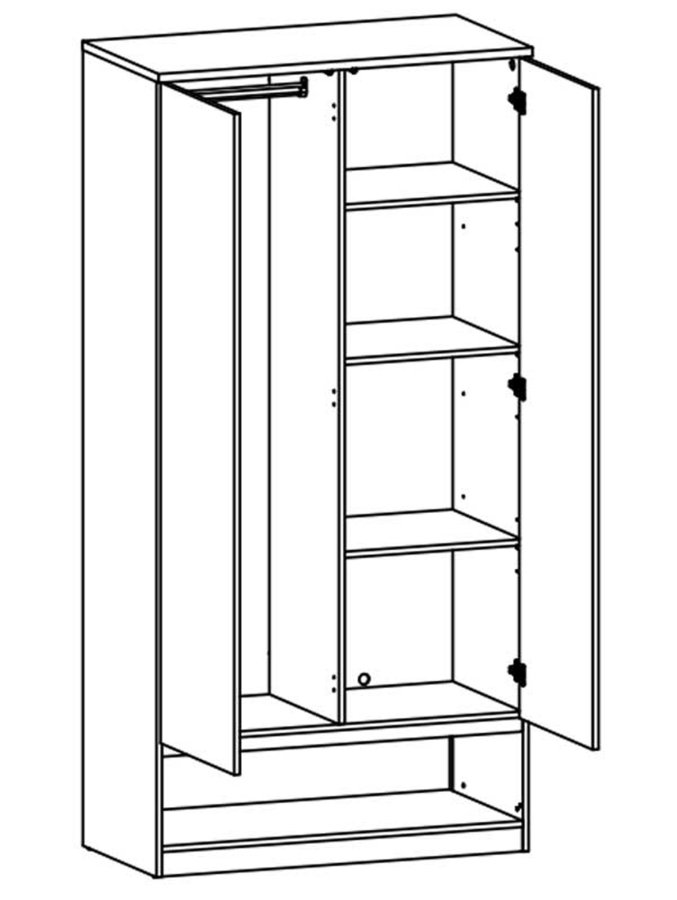TVILUM Naia garderobeskab - hvid hjglans tr, m. 2 lger og 1 skuffe