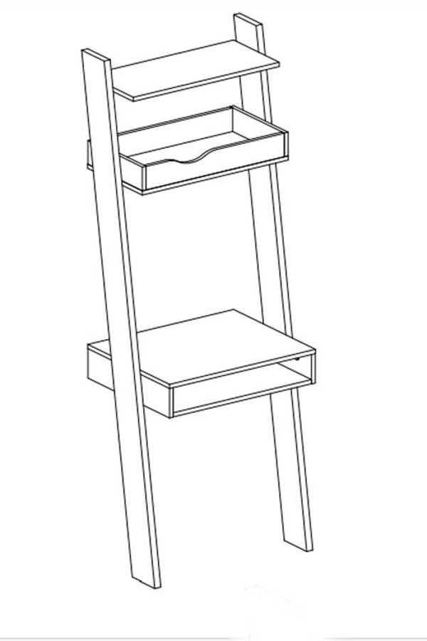 TVILUM Delta skrivebord - hvid/egestruktur tr m. 2 skuffer