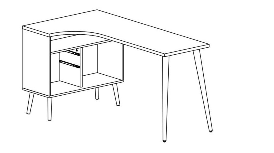 TVILUM Delta skrivebord - egestruktur/hvid tr m. 2 skuffer