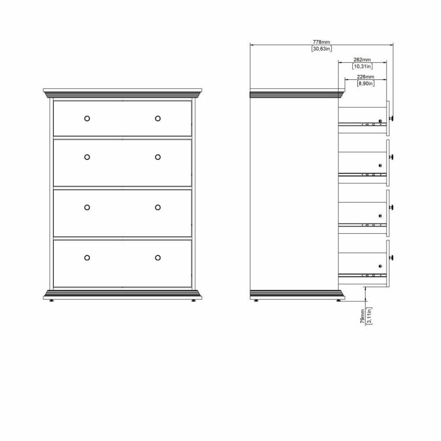 TVILUM North Chest med 4 skuffer, Hvid, 86,3 x 51,6 x 115,6 cm