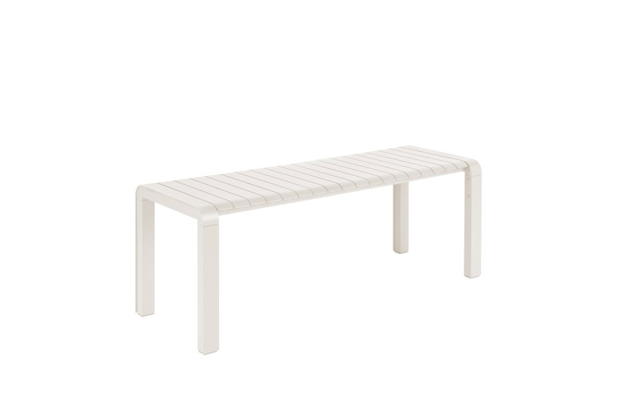 ZUIVER Vondel havebnk, rektangulr - ler hvid aluminium (129,5x45)