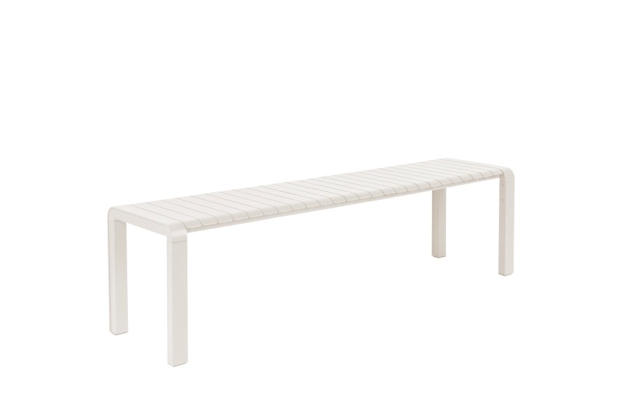 ZUIVER Vondel havebnk, rektangulr - ler hvid aluminium (175x45)