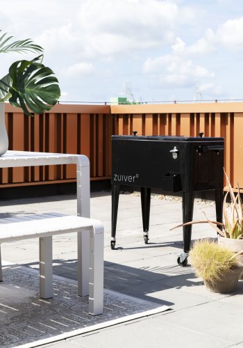 ZUIVER Vondel havebnk, rektangulr - ler hvid aluminium (175x45)