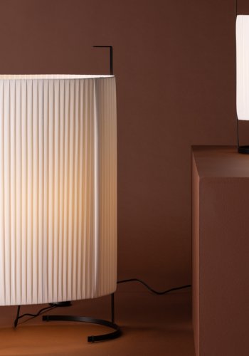 VENTURE DESIGN Rennes gulvlampe, Large - hvid stof og sort jern