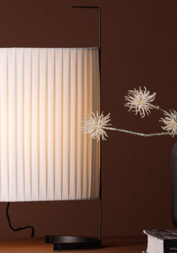 VENTURE DESIGN Rennes gulvlampe, Small - hvid stof og sort jern