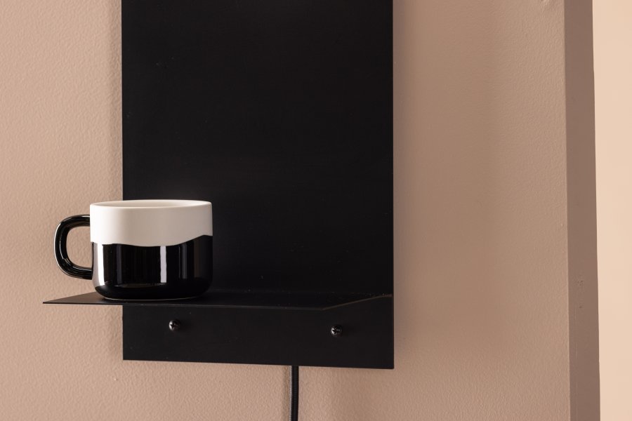 VENTURE DESIGN Troyes vglampe, m. hylde - hvid glas og sort jern