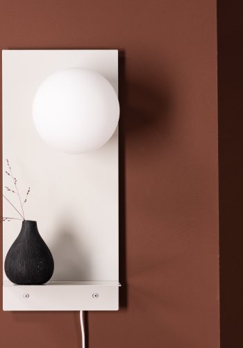 VENTURE DESIGN Troyes vglampe, m. hylde - hvid glas og lysegr jern