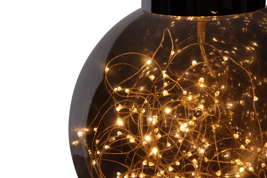 VENTURE DESIGN Lemans loftlampe, LED-lysstrimmel - rgfarvet glas og gr jern